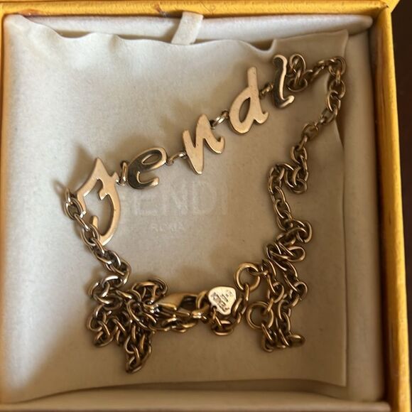 FENDI Script Necklace Gold Tone - Picture 7 of 9